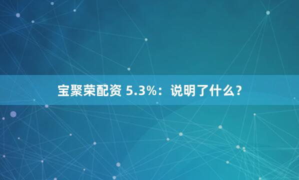 宝聚荣配资 5.3%：说明了什么？
