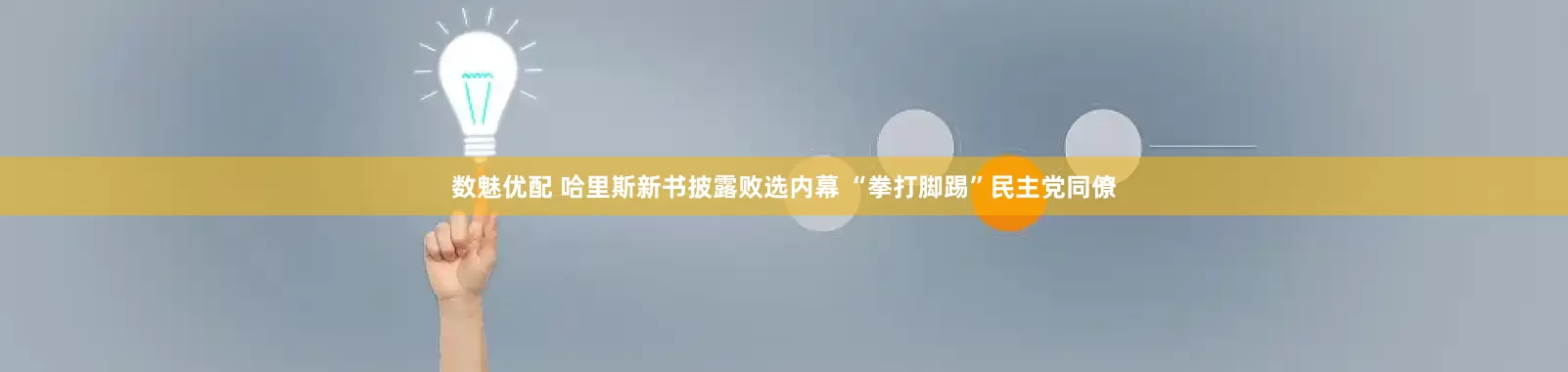 数魅优配 哈里斯新书披露败选内幕 “拳打脚踢”民主党同僚